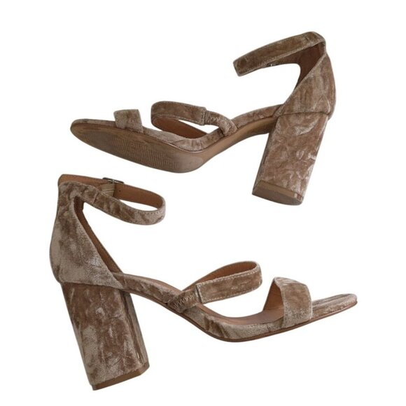 Urban Outfitters UO Velvet Heels Shoes Wedge Platform Block Strap Women Size 10 - Picture 6 of 10